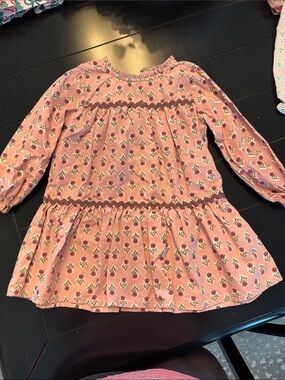 Girls' Pink Floral Casual Tiered Dress